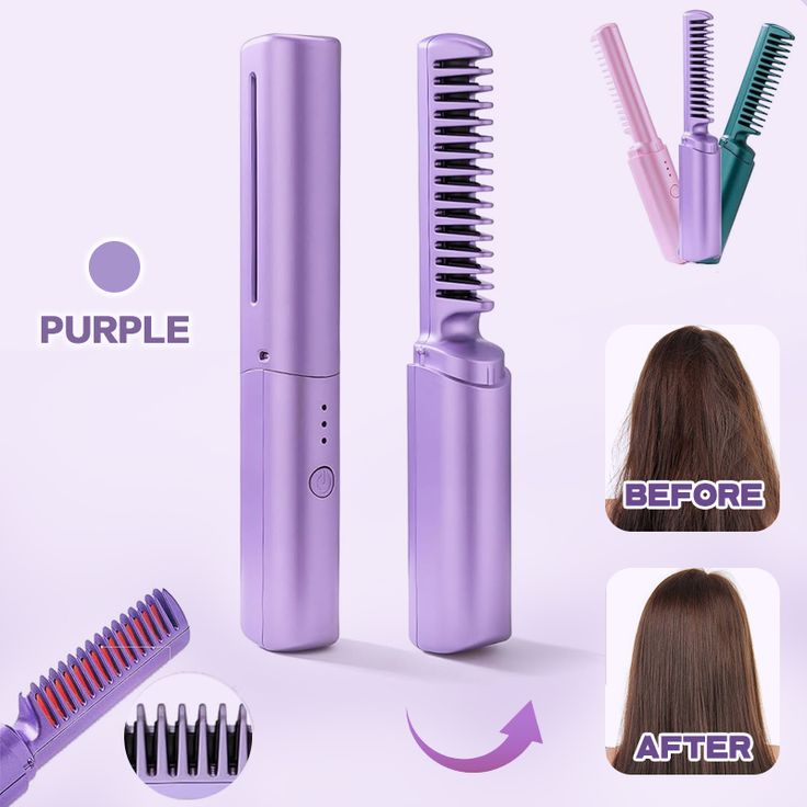 Portable Mini Hair Straightening Brush – USB Rechargeable Hair Styling Comb