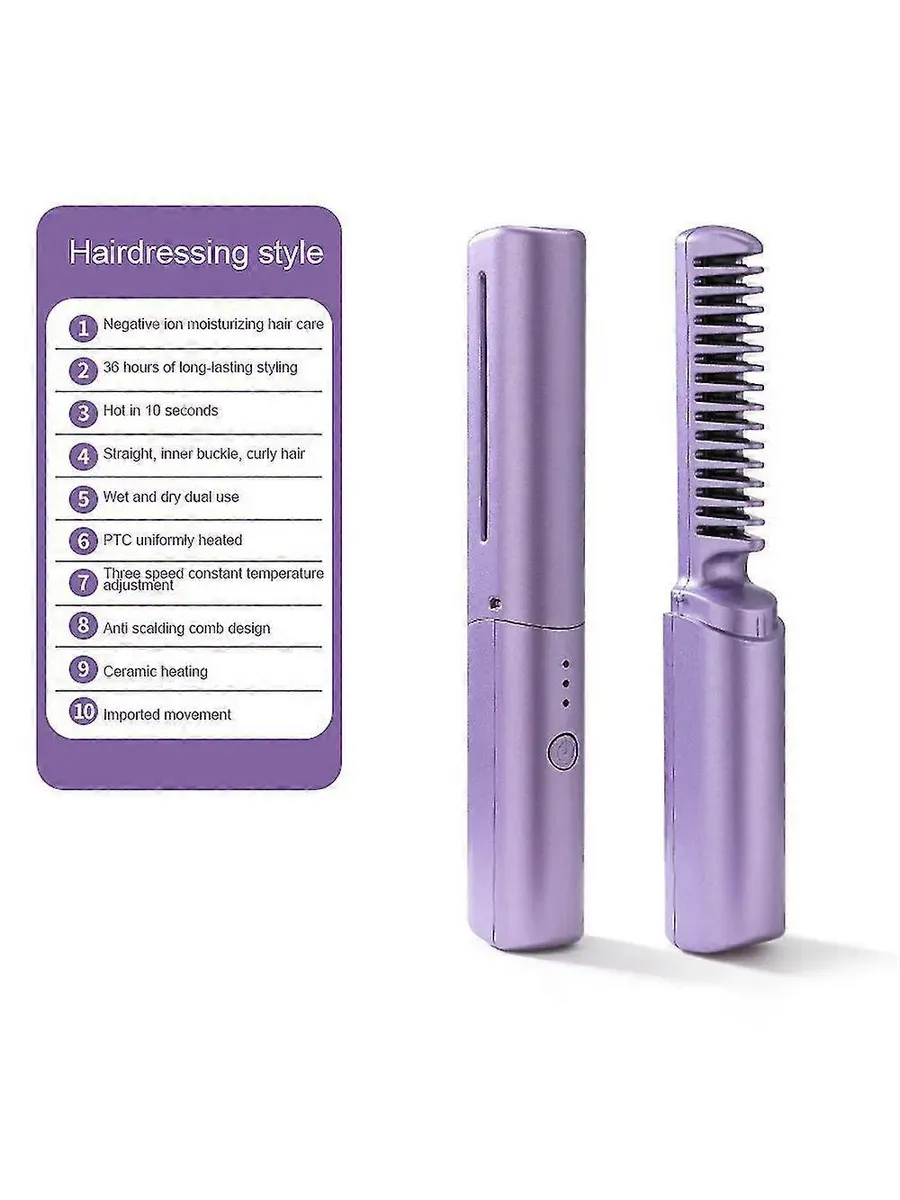 Portable Mini Hair Straightening Brush – USB Rechargeable Hair Styling Comb